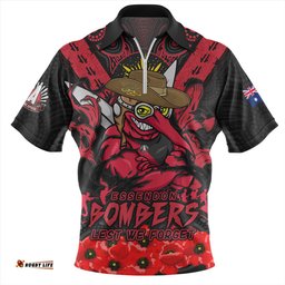 Essendon Ripped Legacy Of The Game The ANZAC Spirit Lives On Zip Polo Shirt