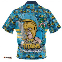 Gold Coast Titans Merry Ugly Christmas Comic Style Zip Polo Shirt