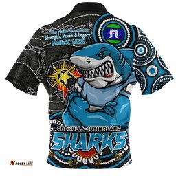 Cronulla Sutherland Sharks Spirit Of NAIDOC Series Zip Polo Shirt