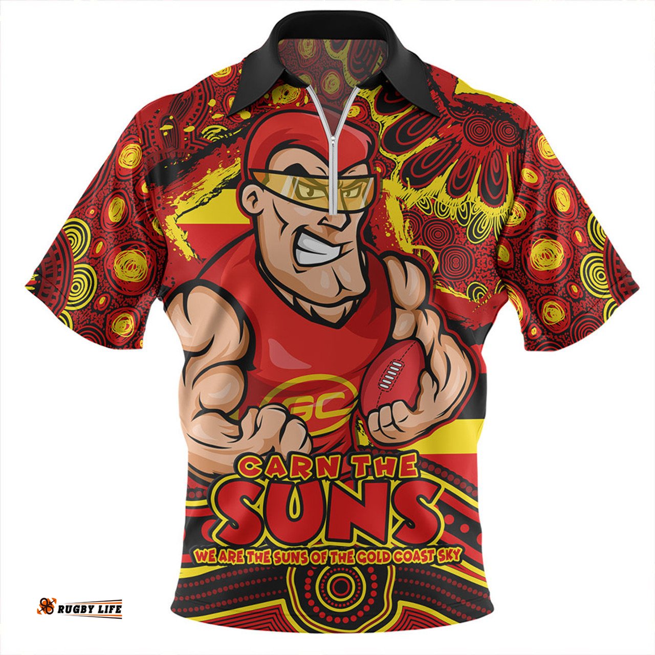 Gold Coast SUNS Blazing Spirit Of Victory Zip Polo Shirt