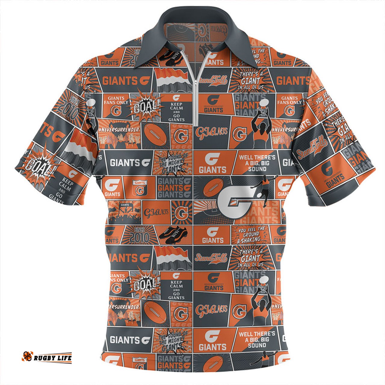 GWS GIANTS Legacy Of The Pride Comic Style Zip Polo Shirt