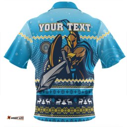 Gold Coast Titans Christmas Custom Ugly Xmas And Aboriginal Patterns For Die Hard Fan Zip Polo Shirt