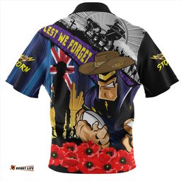 Melbourne Storm United In Spirit Anzac Day Tribute Zip Polo Shirt