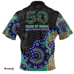 Indigenous Australian Aboriginal NAIDOC Fifty Years Cultural Celebration Edition Zip Polo Shirt