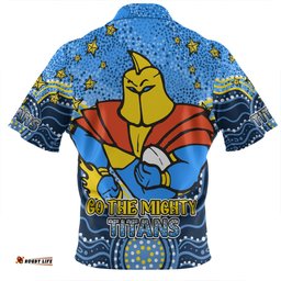 Gold Coast Titans Custom Custom With Aboriginal Inspired Style Of Dot Painting Patterns Zip Polo Shirt