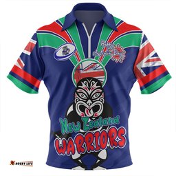 New Zealand Warriors Happy Australia Day We Are One And Free Zip Polo Shirt