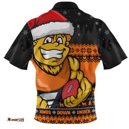 GWS GIANTS Merry Christmas Down Under Footy Power Style Zip Polo Shirt