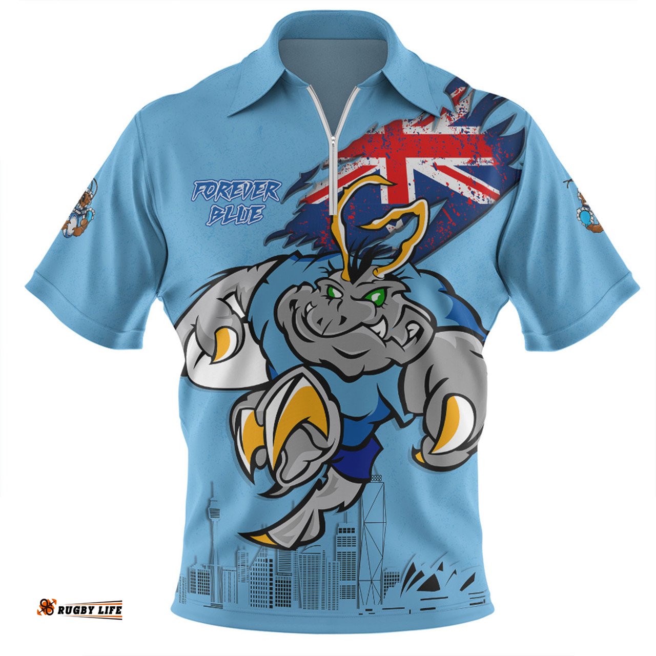 New South Wales Blues Custom For Die Hard Fan Australia Flag Scratch Style Zip Polo Shirt