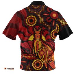 Indigenous Australian Aboriginal Echoes Of The Dreaming Zip Polo Shirt