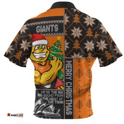 GWS GIANTS Merry Christmas Knit Style Festive Spirit Zip Polo Shirt