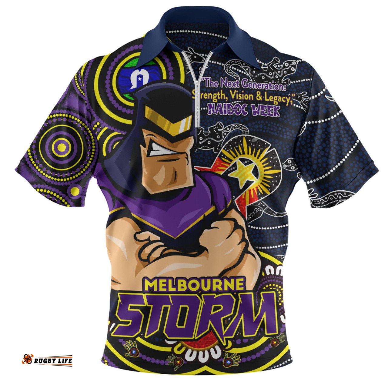 Melbourne Storm Spirit Of NAIDOC Series Zip Polo Shirt