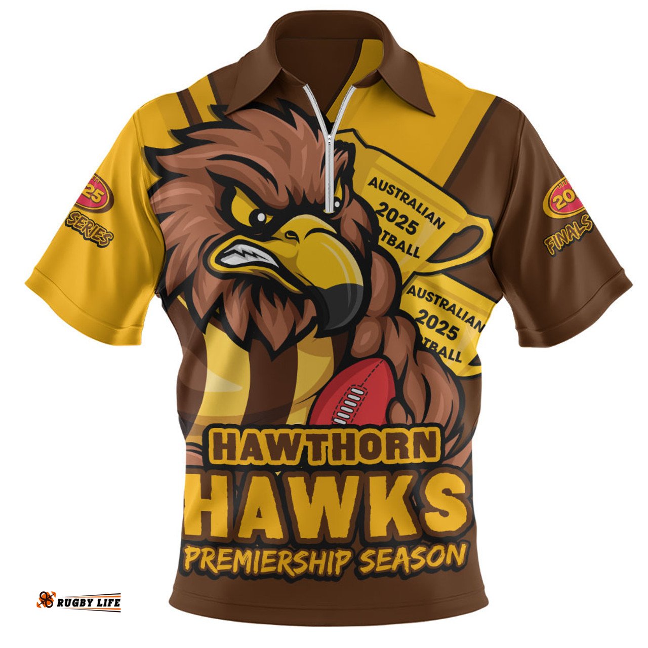Hawthorn Australian Football Finals Premiership Spirit Zip Polo Shirt