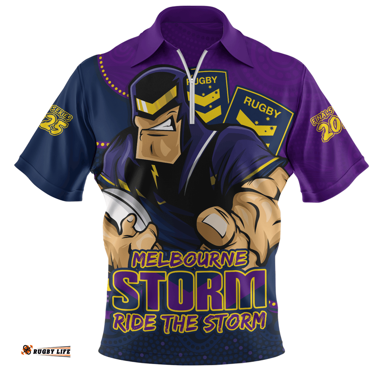 Melbourne Storm Battle For Glory Rugby Finals Edition Zip Polo Shirt