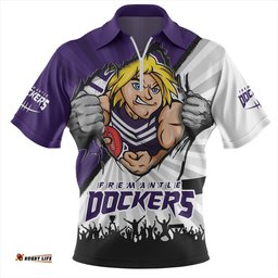 Fremantle Breaking Through Fan Design Zip Polo Shirt