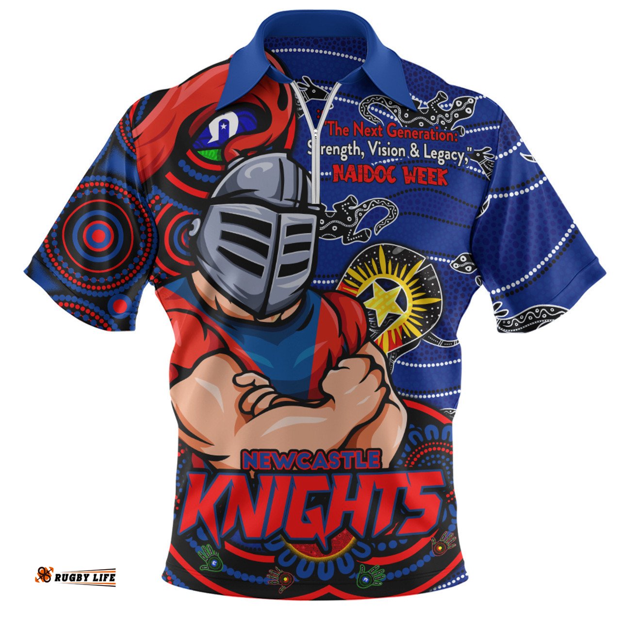 Newcastle Knights Spirit Of NAIDOC Series Zip Polo Shirt