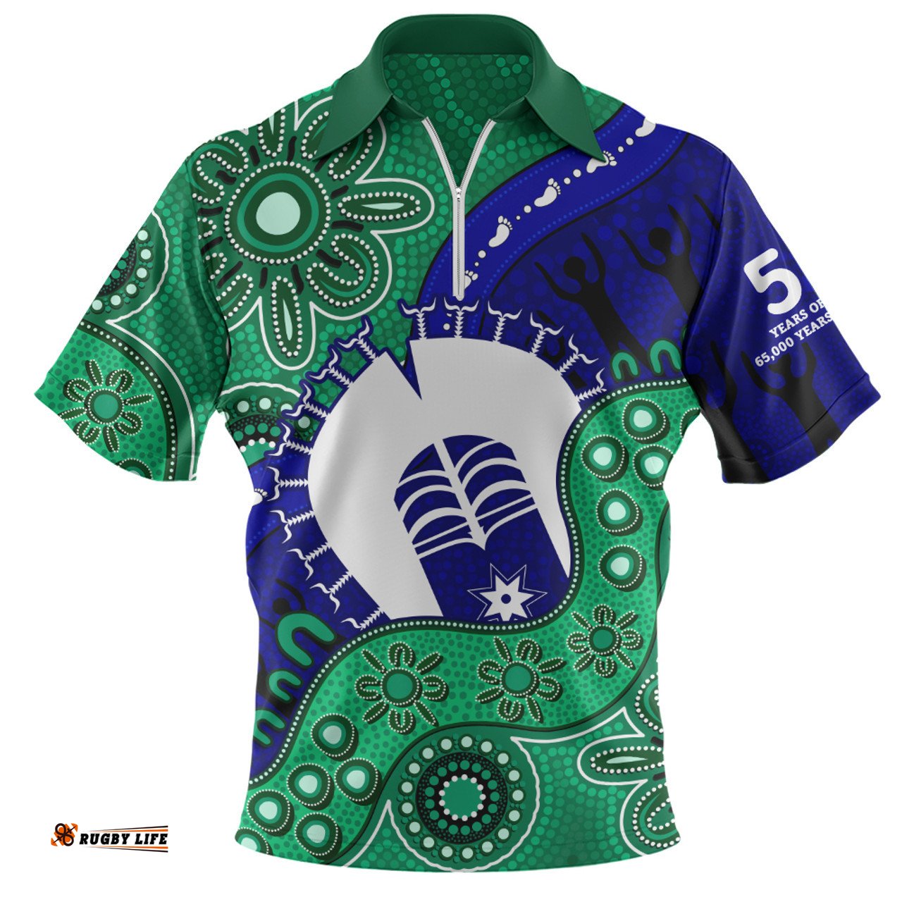 Indigenous Australian Aboriginal Shared Journey Spirit And Country Zip Polo Shirt
