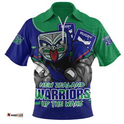 New Zealand Warriors Battle For Glory Rugby Finals Edition Zip Polo Shirt