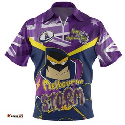 Melbourne Storm Happy Australia Day We Are One And Free Zip Polo Shirt