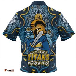 Gold Coast Titans Aboriginal Pattern Inspired Victory Is Ours Zip Polo Shirt