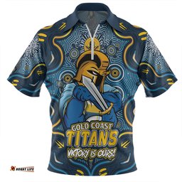 Gold Coast Titans Aboriginal Pattern Inspired Victory Is Ours Zip Polo Shirt