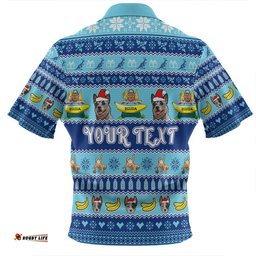 New South Wales Big Things Christmas Custom The Big Banana And Blue Heeler Zip Polo Shirt