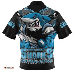 Cronulla Sutherland Sharks Final Clash Battle Edition Zip Polo Shirt