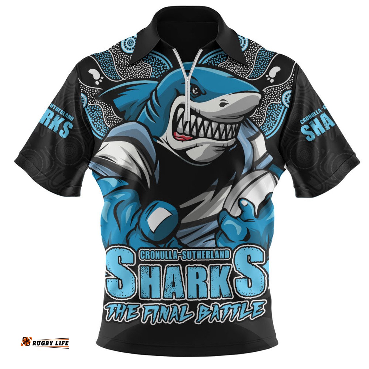 Cronulla Sutherland Sharks Final Clash Battle Edition Zip Polo Shirt