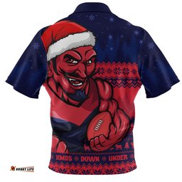 Melbourne Merry Christmas Down Under Footy Power Style Zip Polo Shirt