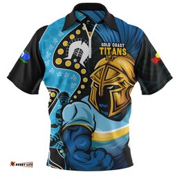 Gold Coast Titans NAIDOC Indigenous Warrior Spirit Zip Polo Shirt