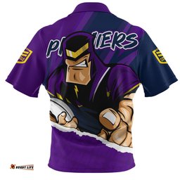 Melbourne Storm Chasing Victory 2025 Final Series Pride Zip Polo Shirt