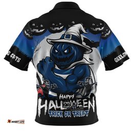 Geelong Cats Dark Pumpkin Halloween Spirit Zip Polo Shirt