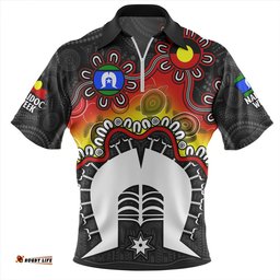 Indigenous Australian Aboriginal Naidoc Week Echo Of Ancestors Red Zip Polo Shirt