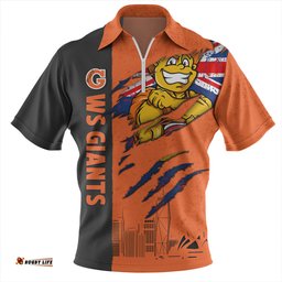 GWS GIANTS Burning Passion Of Power Scratch Style Zip Polo Shirt