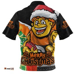 GWS GIANTS Santa Scoring Touchdown On Christmas Game Day Zip Polo Shirt