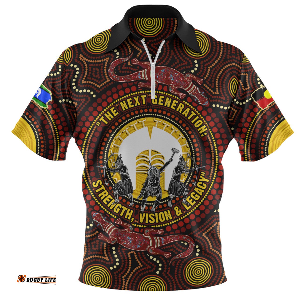 Indigenous Australian Aboriginal Naidoc Week Vision Of The Torres Warriors Zip Polo Shirt