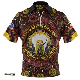 Indigenous Australian Aboriginal Naidoc Week Vision Of The Torres Warriors Zip Polo Shirt