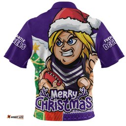 Fremantle Santa Scoring Touchdown On Christmas Game Day Zip Polo Shirt