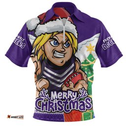 Fremantle Santa Scoring Touchdown On Christmas Game Day Zip Polo Shirt