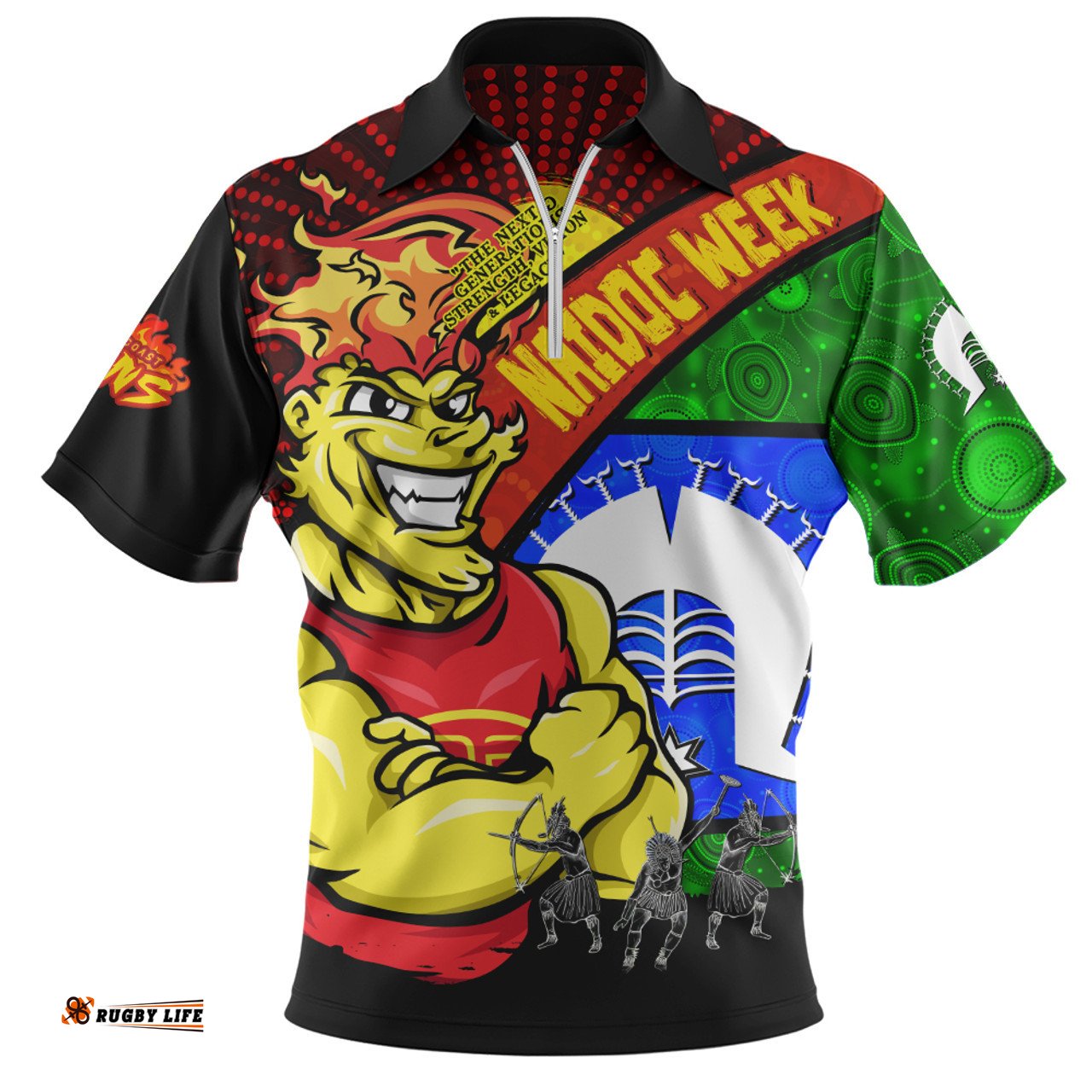 Gold Coast SUNS NAIDOC Week Pride Edition Zip Polo Shirt