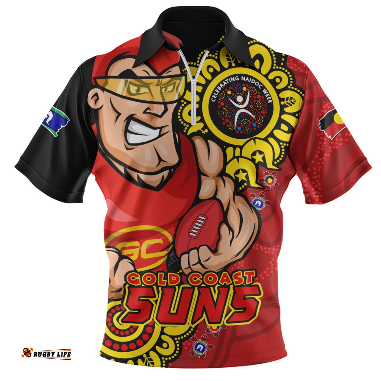 Gold Coast SUNS Power Through Generations NAIDOC Edition Zip Polo Shirt
