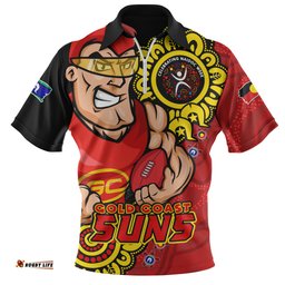 Gold Coast SUNS Power Through Generations NAIDOC Edition Zip Polo Shirt