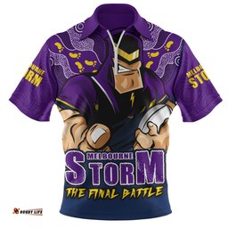 Melbourne Storm Final Clash Battle Edition Zip Polo Shirt