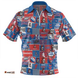 Newcastle Knights Team Of Us Die Hard Fan Supporters Comic Style Zip Polo Shirt