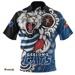 Geelong Cats Power Through Generations NAIDOC Edition Zip Polo Shirt