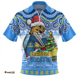 Gold Coast Titans Aussie Ugly Christmas For Die Hard Fan Supporters Zip Polo Shirt