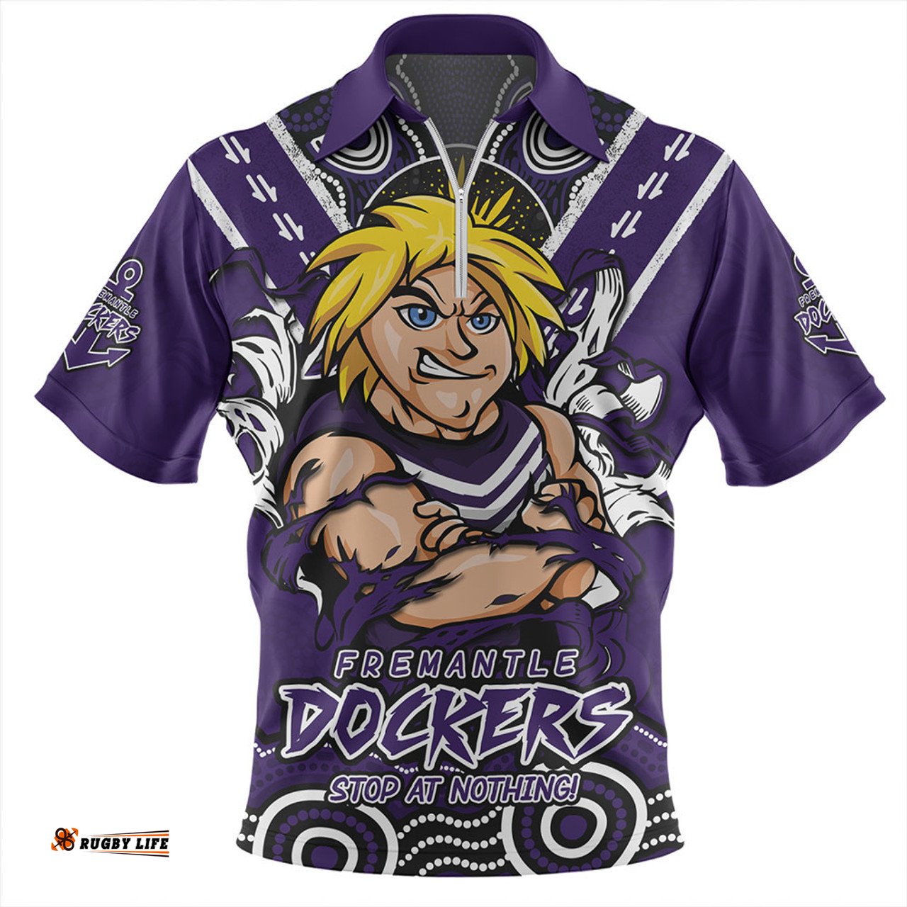 Fremantle Ripped Legacy Of The Game Zip Polo Shirt