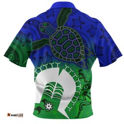 Indigenous Australian Aboriginal Island Heart Turtle Path Zip Polo Shirt