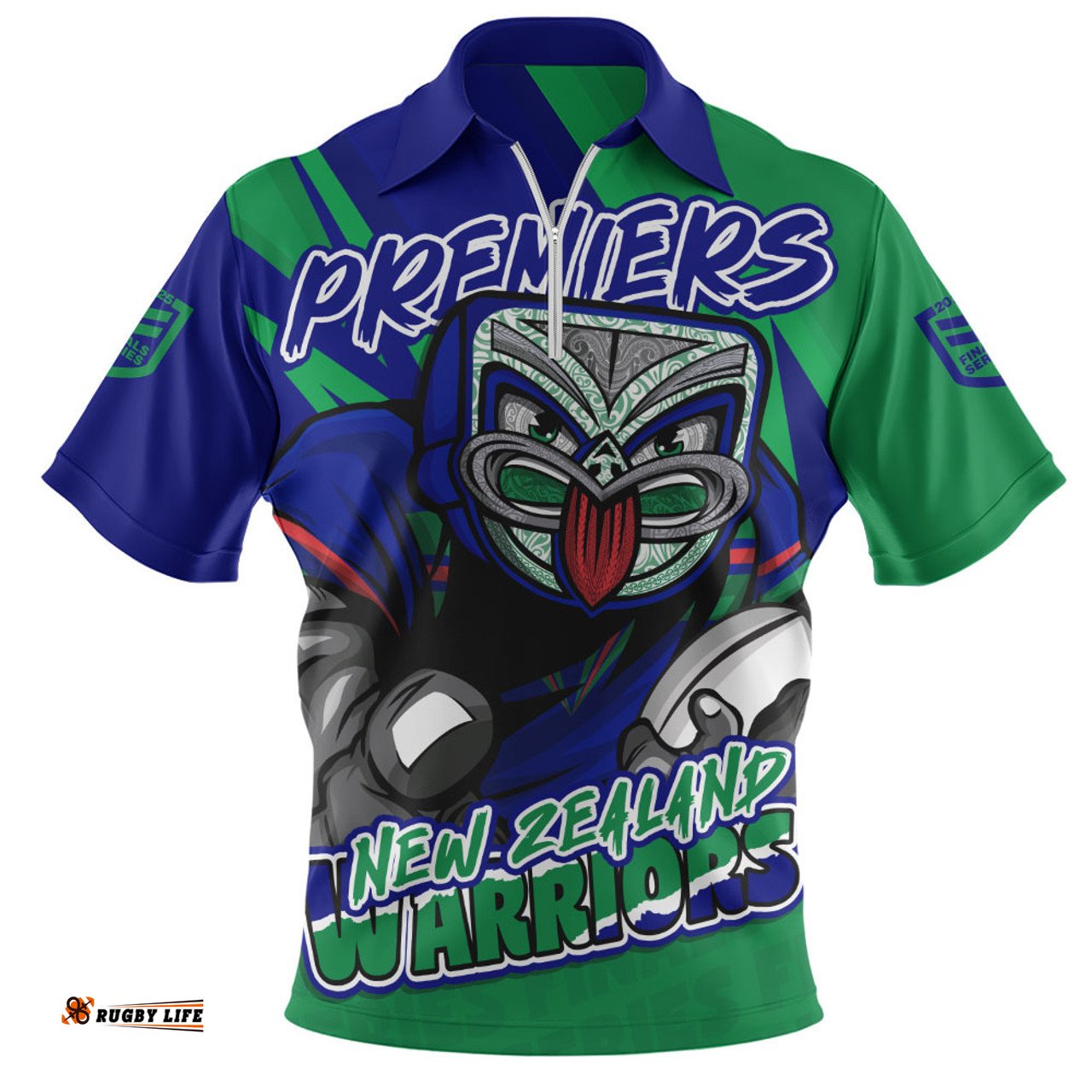 New Zealand Warriors Chasing Victory 2025 Final Series Pride Zip Polo Shirt