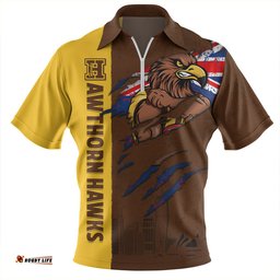 Hawthorn Burning Passion Of Power Scratch Style Zip Polo Shirt