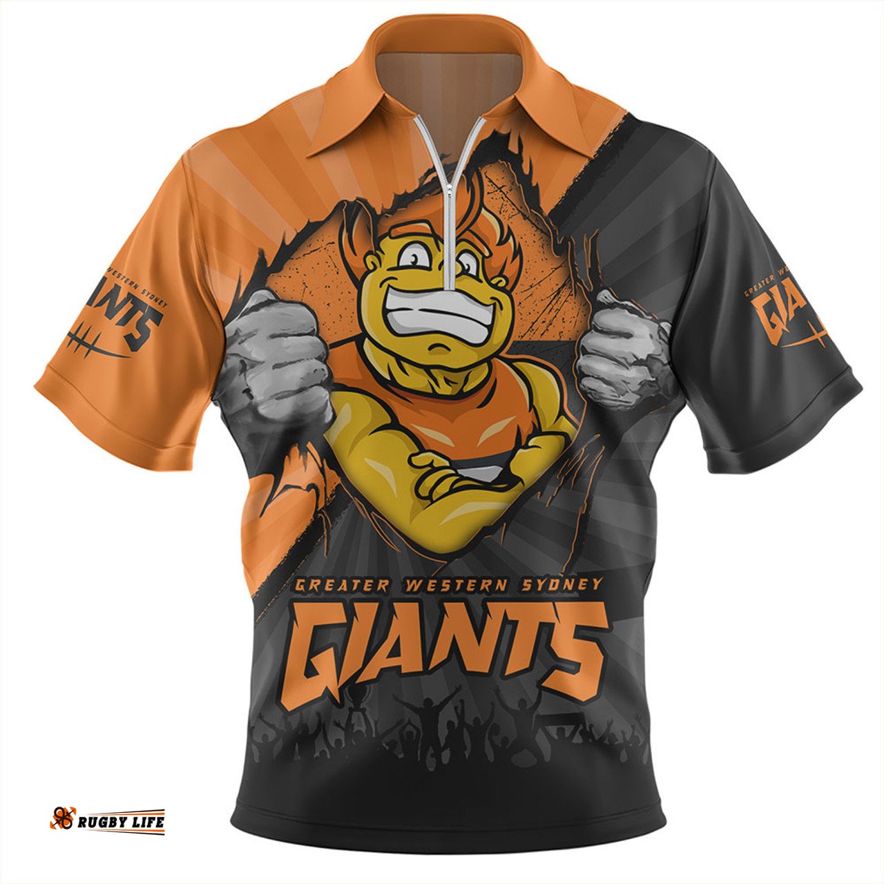 GWS GIANTS Breaking Through Fan Design Zip Polo Shirt